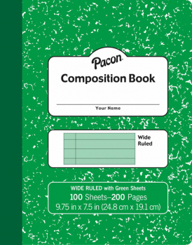 Pacon Pastel Composition Book (9 3/4" x 7 1/2") 100 sheets - Green Cover