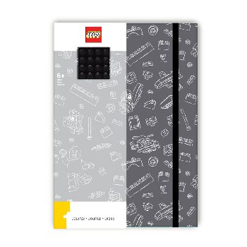 LEGO Journal Grey with Black 4 x 4 Brick