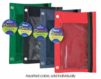 Work PowerTRC 3-Ring Bright Color Pencil Pouches with Mesh Window for School Or Home Assorted Colors 2 Pouches 
