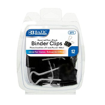 Binder Clips: Black - Assorted Sizes(12/Pack)