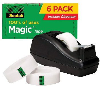 Scotch Magic Tape Dispenser with 6  3/4" x 1000" Rolls