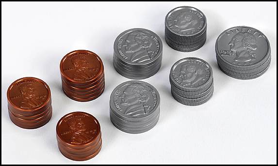 Set of US coins (plastic)