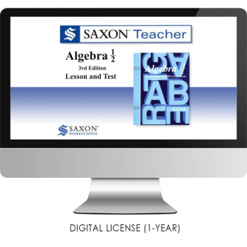 Saxon Math Homeschool Algebra Teacher Digital License 1 Year Digital Level 1/2 3rd Edition