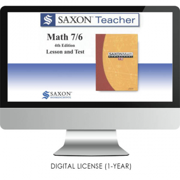 Saxon Math Homeschool Teacher Digital License 1 Year Digital Level 7/6 4th Edition