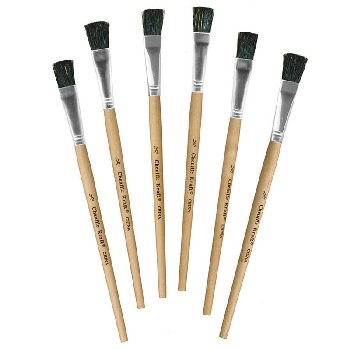 Short Handle Easel Brushes 1/2" Flat 8 1/2" Long (6 count)