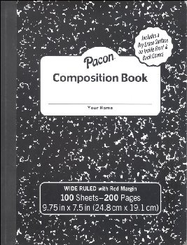 Black Marble Composition Book with Dry Erase Surface Wide Ruled