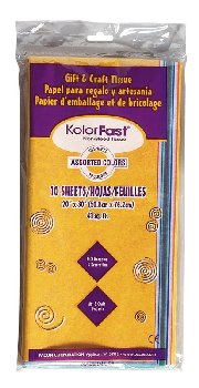 KolorFast Tissue 10 Assorted Colors 20" x 30" 10 sheets