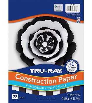 Tru-Ray Construction Paper Black & White 12" x 18" 72 sheets