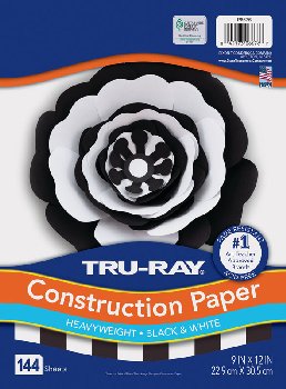 Tru-Ray Construction Paper Black & White 9" x 12" 144 sheets