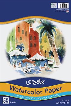 Ucreate White Watercolor Paper in Packages - 12" X18" 50 Sheets