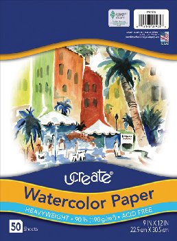 Ucreate White Watercolor Paper in Packages - 9" X12" 50 Sheets
