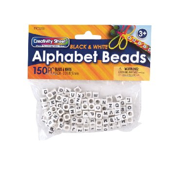 Alphabet Beads: Black and White (150 pieces)