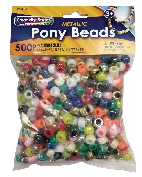 Pony Beads - Assorted Metallic (6mmx9mm) 500 pieces