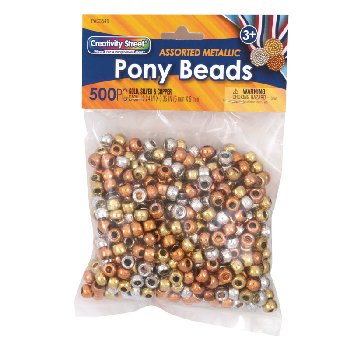 Pony Beads - Gold, Silver & Copper (6mmx9mm) 500 pieces