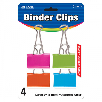 Binder Clip Large 2" (4/Pack) - Assorted Colors