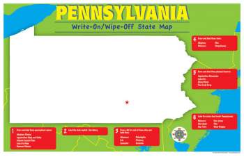 Pennsylvania Write-On/Wipe-Off Desk Mat - State Map
