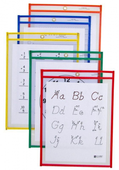 Reusable Dry Erase Pockets - 9" x 12" Single, Assorted Color