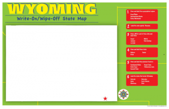 Wyoming Write-On/Wipe-Off Desk Mat - State Map