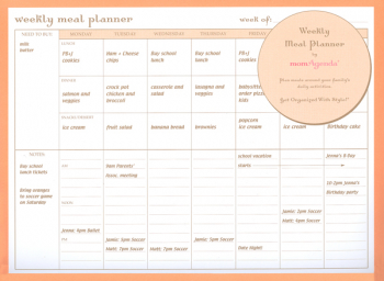 Weekly Meal Planner Pad