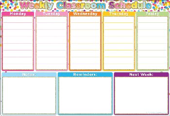 Confetti Weekly Schedule Smart Poly Chart Write-On/Wipe-Off