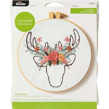 Floral Deer Stamped Embroidery Kit (6")