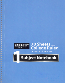 1 Subject College Ruled Notebook