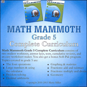 Math Mammoth Light Blue Series Grade 5 CD
