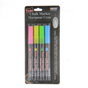 Bistro Chalk Marker Extra Fine Tip Fluorescent Set - Pack of 4