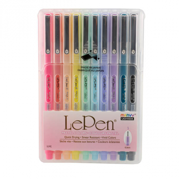 LePen Extra Fine Tip Pens Pastel Set - Pack of 10