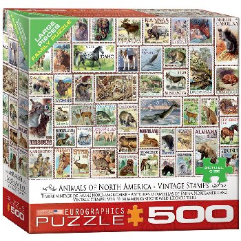 Animals of North America Vintage Stamps 500-piece Puzzle