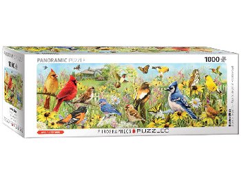 Backyard Birds 1000-piece Panoramic Jigsaw Puzzle
