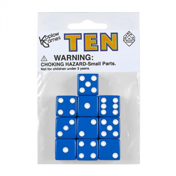 Blue Dice with White Dots (10 per bag - 16mm)
