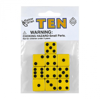 Yellow Dice with Black Dots (10 per bag - 16mm)