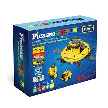 Picasso Tiles 6-in-1 STEM Kids Solar Powered UFO Robot Science Kit