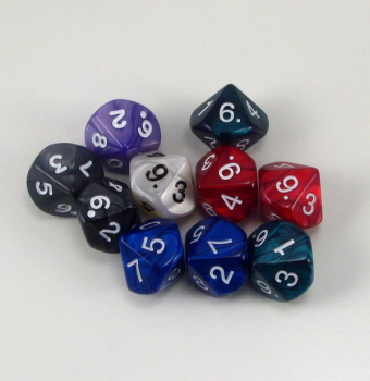 10 Sided Pearlized Polyhedral Dice (10 per bag)