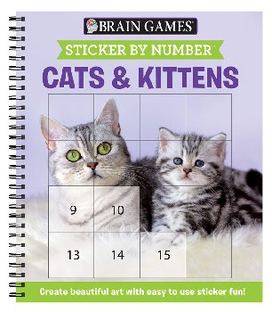Sticker by Number - Cats & Kittens (Brain Games) 52 pages