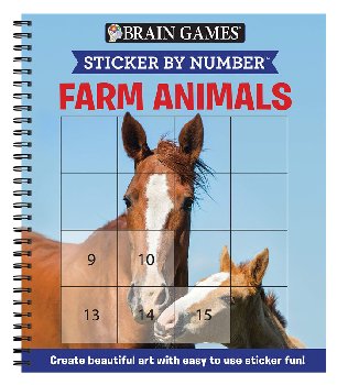 Sticker by Number - Farm Animals (Brain Games) 52 pages