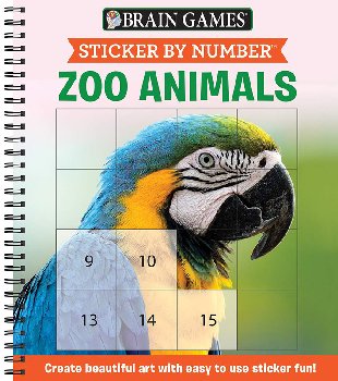 Sticker by Number - Zoo Animals (Brain Games) 52 pages