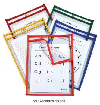 Easy Loading Reusable Dry Erase Pocket (9" x 12") assorted color