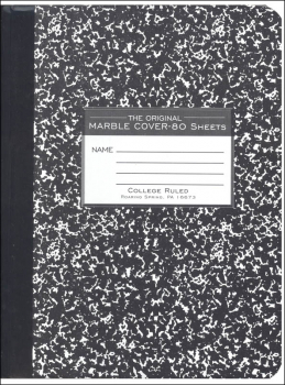 Hard Cover Black Marble Composition Book - College Ruled (80 sheets) 9.75" x 7.5"