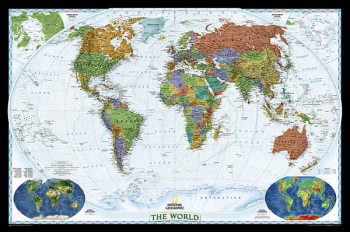 18 x 26 Laminated World Map for Kids World Wall/Desk Map 