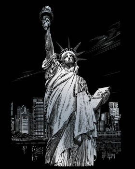 Engraving Art - Lady Liberty (Silver Foil)