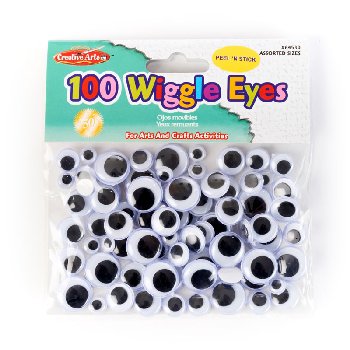 Sticky Black Eyes Round Black/White (100 pieces assorted sizes)