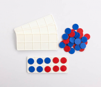 Plastic Ten Frame Classroom Set (4 pieces w/ 40 red/blue counters)