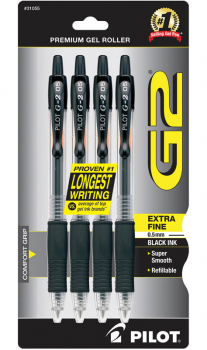 G2 Premium Gel Roller Extra Fine Point Pen - Black (4 pack)