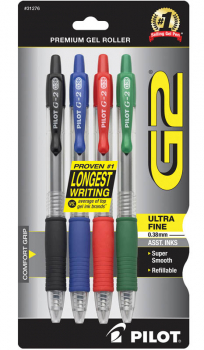 G2 Premium Gel Roller Ultra Fine Point Pen - Assorted (4 pack)