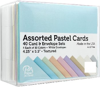 Blank Pastel Color Cards with Envelopes: A2 size, 50 sets