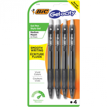 BIC Gelocity Medium Point Black Pens (0.7mm) 4 pack