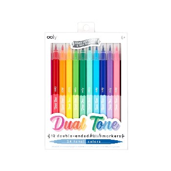 Dual Tone Double Ended Brush Markers (set of 12)