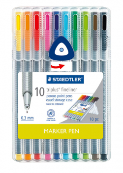 Staedtler Triplus Fineliner Marker Pens - 10 Colors | Staedtler